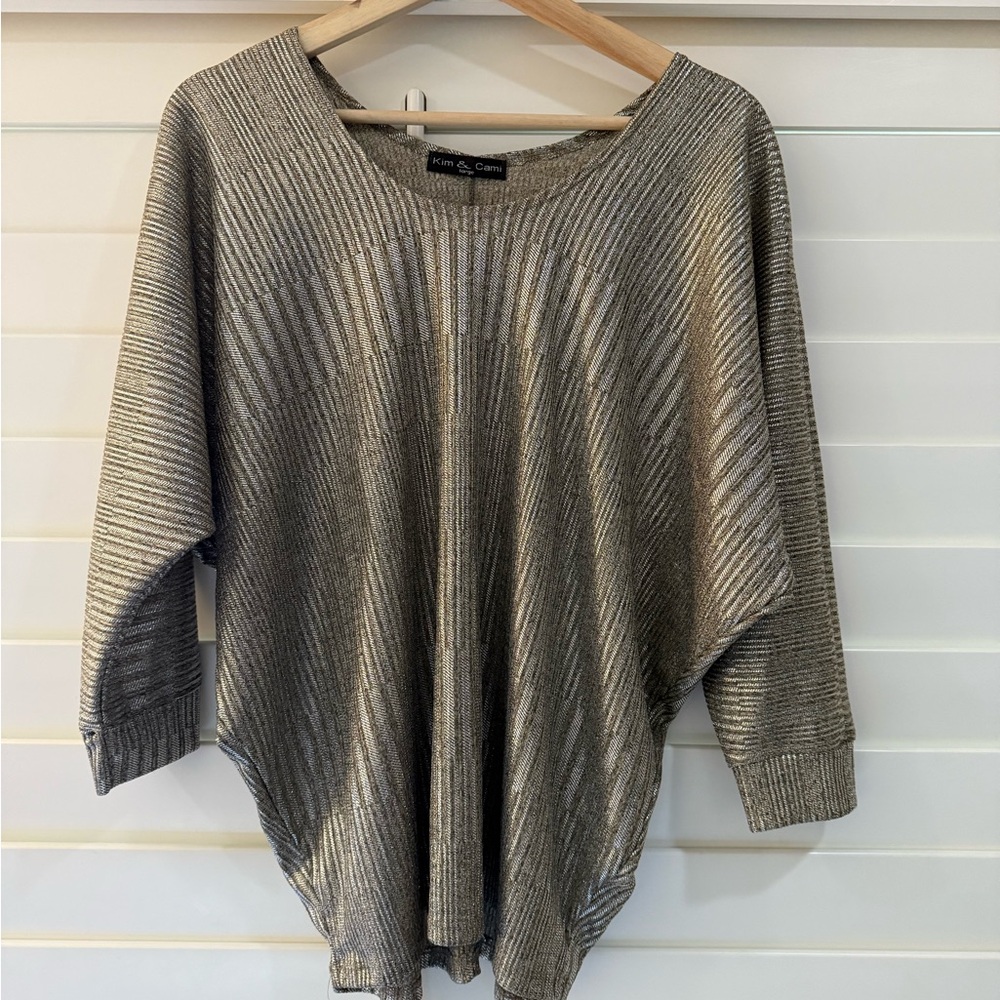 Kim & Cami Metallic Gold Sweater
